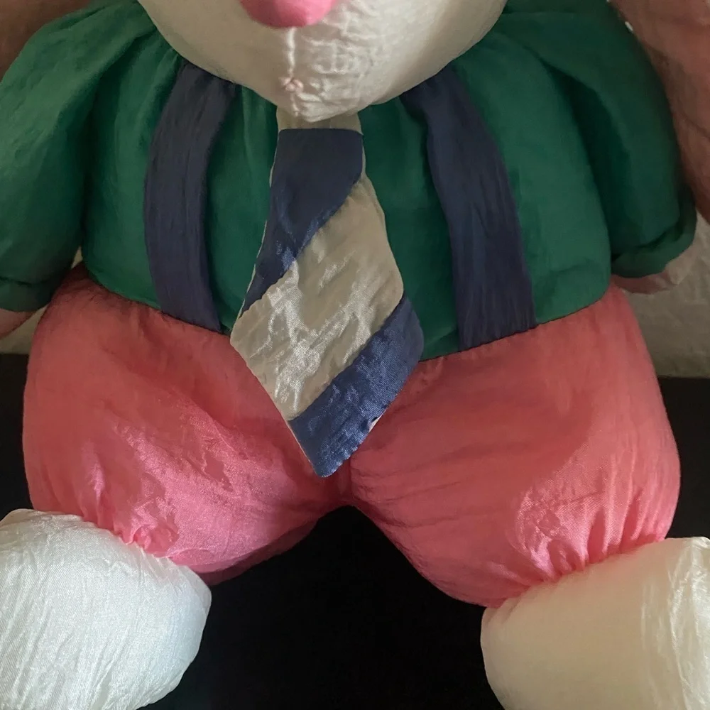 VINTAGE DEPT.56 PUFFALUMP NYLON BOY BUNNY PLUSH EASTER FESTIVE DECOR TOY 11”